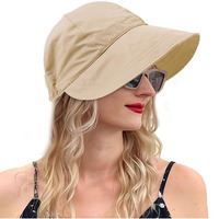 Palay Polyester Bucket Hat For Women Sun Protection Wide Brim Beach Hat Sun Hats For Women, Fashion Lightweight Quick Dry Summer Cap, Adjustable Drawstring Closure, Khaki