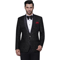 Favoroski Wedding Sequence Blazer Suit For Men | Black Wedding Suit For Men | Embroidered Velvet Blazer | Relaxed Fit Blazer For Men Wedding Party | Semi Formal Men Blazer For Wedding Party