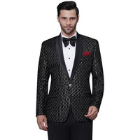 Favoroski Wedding Sequence Blazer Suit For Men | Black Wedding Suit For Men | Embroidered Velvet Blazer | Relaxed Fit Blazer For Men Wedding Party | Semi Formal Men Blazer For Wedding Party