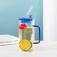 Kikiluxxa Random Clour Glass Fruit Juice Milk Sipper Tumbler Mug With Glass Straw - 400Ml - Pack Of 1 - Tea And Coffee Cup Can Set (Toronto Tumbler 1)