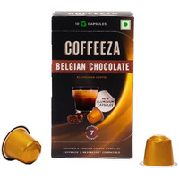 Coffeeza Belgian Chocolate Flavoured Aluminium Coffee Capsules, Intensity -7 |100% Arabica Coffee | Nespresso Compatible Coffee Pods | Box Of 1 (10 Capsules)