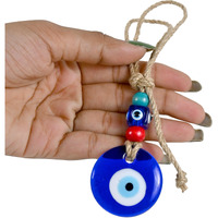 Vkora Handmade Blue Glass Evil Eye Hanging For Good Luck Zodiac Success Health Wealth Prosperity | Decoration For Home Office Garden And Car Hanging |Nazar Battu. (2Mb4)- Pack Of 1