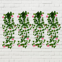 Decorebugs Artificial Flower Plants Leaves Hanging Ivy Garlands Plant Greenery Vine Creeper Home Decor Door Wall Balcony Decoration Party Festival Craft (Pack Of 4)