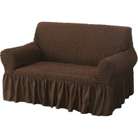 House Of Quirk Turkish Bubble Frill 280 Gsm Sofa Slipcovers, Durable Washable Universal Double Seater High Elastic Furniture Protector (Coffee, 145-185Cm)