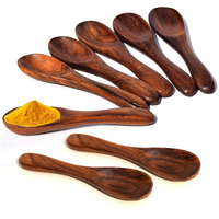 Pure Source India Wooden Masala Spoon For Small Containers, Handmade Wooden Spoon For Tea, Coffee, Sugar, Condiments & Spices, Set Of 8 (4 Inch)