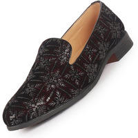 Fausto Fst Fosme-2165 Cherry-41 Men Cherry Ethnic Velvet Sequin Embroidered Prom Slip On Juttis And Mojaris For Wedding|Party Slip-On|Traditional Kurtas Shoes|Festive Slip On Shoes (7 Uk)