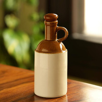 Exclusivelane 'Old Fashioned' Hand Glazed Studio Pottery Ceramic Oil Bottle (1000 Ml) - Cooking Oil Dispenser Containers Vinegar Oil Dropper Can Handled Nozzle Oil Pot Stoppers & Pourers