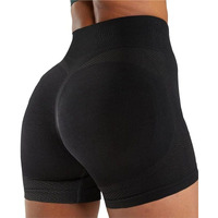 Fshway Women's Gym Shorts Booty Scrunch High Wasit Seamless Sports Shorts Workout Push Up Shorts Cycling Fitness Running Shorts (In, Alpha, 2Xl, Regular, Black)