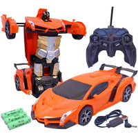 Toyshine Big Size 1:18 Remote Control Car To Robot Transforming Car Toy, Rechargeable- Orange- Model Sports, Kid