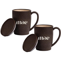 Mae Coffee Mug With Lid | 370 Ml | Crafted From Used Coffee Grounds | Eco Friendly & Sustainable Cup | Insulated | Microwave Safe | Travel Friendly | Spill Proof | Office | Home | Gift | Mug | 2 Pc
