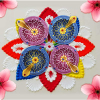 Pure Source India Decorative Terracotta Handmade Design Diya Suitable For Diwali, Festive Occasion, Pooja/Mandir/Temple (3 X 3.5 X 1 Inch) (Multicolour) (24 Pcs)