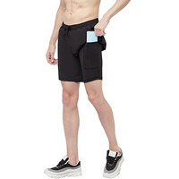 Truerevo 2 In 1 Running Sports Shorts For Men With Mobile Phone Pocket Light Weight Quick Dry Fabric For Gym Athletic(161115Q_Blkblk_S_Black_S)