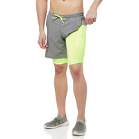 Truerevo 2 In 1 Running Sports Shorts For Men With Mobile Phone Pocket Light Weight Quick Dry Fabric For Gym Athletic(161115Q_Ltgry_S_Grey_S)