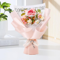 Hasthip Diy Handmade Crochet Flower Bouquet Gift With Light Pink Gift Wrapping Paper Lovely Color Crochet Flowers Bouquet Gift For Girls Home Decor Gift For Mother