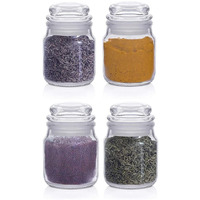Feelopie Clear Glassjars With Airtight Rubberised Silicone Stopper Dome Lids Kitchen Pudding Jar Store Yogurt Salt,Spices,Herbs,Masala,Chatni,Sugartea,Coffee Usein Food Decoration(150Ml,Set Of 4)