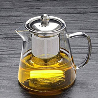 Ankul Borosilicate Round Glass Tea Pot With Heat Resistant Stainless Steel Infuser Perfect For Tea And Coffee Maker, Clear Glass Kettle (Round 450Ml)