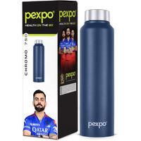 Pexpo Chromo Stainless Steel Sports/Fridge Water Bottle 750Ml, Denim Blue | Eco Friendly | Bpa Free | Water Bottle For Office, Gym, School, Yoga, Trekking, Men, Women And Kids