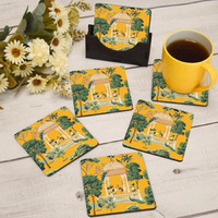 My Creative Hut Tea Coasters Set Of 6, Beautiful Design With Stand For Tea Cups, Coffee Mugs, And Glasses, Ideal For Diwali Gifting (Eden Garden)