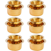 Thangam South Indian Brass Coffee Cup Dawara/Dabara & Tumbler For Serving Filter Coffee/Tea/Traditional Kumbakonam Brass Dabara - | Hammered Matt - 150Ml (Set Of 6)
