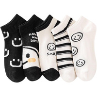 Sweet Caboodles Cotton Women's Ankle Socks For Casual & Sports Multicolor Odour Free Fancy Multi Design Socks Pack (In, Alpha, Free Size, Black Fun)