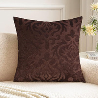 Ivaza Microfiber Square Pillow Cushion For Sofa & Bed | Soft, Fluffy For Comfort & Back Support | Breathable, Washable | Premium Velvet Outer Cover With Zip Set Of 1 (24" X 24") Coffee
