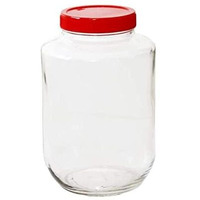 Cloudmart Yera Glass Round Pickle Clear Jars&Containers,5000Ml|For Kitchen Pantry,Snacks,Masala,Honey,Pickles,Cookies,Dry Fruits,And Coffee Beans Storage With Plastic Red Lid (Aahar Jar,5Kg,Set Of 2)
