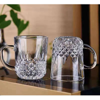 Zroy Enterprise Premium Glass Coffee Mug Tea Cups, Transparent, Glass Cups Set For Tea, Coffee, Green Tea, Herbal Tea, Lemon Tea, Milk Cup, Hot/Cold Drinks Cups (Elegant Cup, 2), 150 Ml