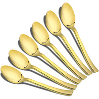 Parage 6 Pieces Stainless Steel Premium Small Coffee Spoons, Golden Spoon Set, Luxury Dinning Tabelware Gift House Warming, Length 12Cm, Food Grade For Home & Kitchen, Pvd Gold Coffee Spoon Set