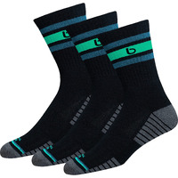 Bambos Men's Bamboo Sports Crew Socks For Running & Gym, Pack Of 3, (Size Uk 7-11, Black)