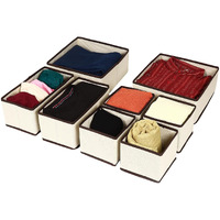 House Of Quirk Foldable Cloth Storage Box Closet Dresser Drawer Organizer Cube Basket Bins Containers Divider With Drawers For Underwear, Bras, Socks, Ties, Scarves, Set Of 8 (Beige)