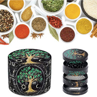 Supvox Tree Of Life Herb Storage Grinder Zinc Alloy Spice Mill With Precision Teeth, 4-Layer Design, Aesthetic Kitchen Tool For Herbs & Spices