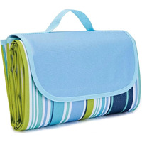 Oxsam Picnic Blanket Waterproof Beach Rug 200150Cm Large Beach Picnic Mat With Portable Handy Tote For Travel Sports Home Yoga Park Grass Picnic (Blue Lines)