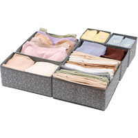 House Of Quirk Non-Woven Foldable Clothing Storage Box Closet Dresser Drawer Organizer Cube Basket Bins Containers Divider With Drawers For Underwear, Bras, Socks, Ties, Scarves, Set Of 6 (Grey Cube)
