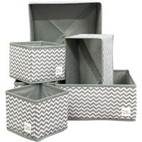 House Of Quirk Foldable Cloth Storage Box Closet Dresser Drawer Organizer Cube Basket Bins Containers Divider With Drawers With Zipper For Underwear, Bras, Socks, Ties, Scarves, Set Of 6 (Wave Grey)