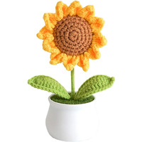 Mold Your Memories Handmade Crochet Flower Sunflower With Pot 1 Pc. Artificial Knitted Flower For Decoration, Home Dcor, Car Dashboard, Office Table, Table Centrepiece, Womens Day Gift.(1 Pc)