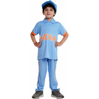 Kaku Fancy Dresses Cricket Team Costume For Kids, Cricket Worldcup T-Shirt, Pant & Caps For Boys & Girls | Blue Cricket Uniform Dress | Sports Jersey For Kids - 5-6 Years