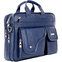 Zipline Office Synthetic Leather Laptop Bag For Men Women, 15.6" Compatible Laptop Messenger Bags For Men & Women (1-Blue Bag)