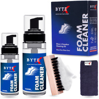 Bytex Shoe Cleaning Kit, White Sneaker Cleaner 150 Ml Foam Spray With Additional 100 Ml Refill +Brush +Microfiber Towel For Instant Clean | Suitable For Sneaker, Nubuck, Canvas,Trainers & Sports Shoes
