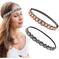 Palay 2Pcs Beaded Headband For Women, Crystal Rhinestone Elastic Hair Bands Fashion Handmade Headband For Girls Ladies Gift