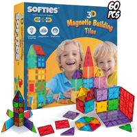 Softies Magnet Kids Toys 60 Pcs, Magnetic Building Blocks, Toys For Kids, Constructing And Learning Builder Educational Kids Magnetic Blocks Game