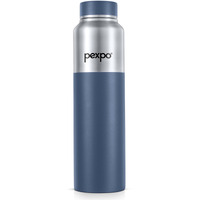 Pexpo Crown Stainless Steel Sports|Fridge Water Bottle - 1000Ml, Silver-Denim Blue Dual Tone | Eco Friendly | Bpa Free | Water Bottle For Office, Gym, School, Yoga, Trekking, Adults & Kids