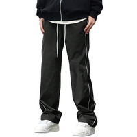 Greciilooks Regular Trouser Loose Fit | Sports For Men Stylish Track Mid Rise Pant (Gl-Tp-1046_Black 01_Xl)