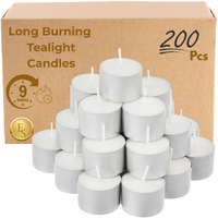 Ein Sof Set Of 200 Pcs Tea Lights For Home Dcor  9 Hours Burning Time, White, Non Scented, Jumbo Wax Tealight With Long Wick, Candle Light Dinner Birthday Decoration & Bedroom Diffuser T Lamp