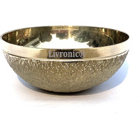 Livronic Bronze Kansa Natural Vatki Cup With Wooden Handle Ayurvedic Detox Foot Massager Relaxation & Deep Cleaning Ancient Indian Technique Ayurvedic Kansa Vatki Foot Massage (Brown) Item Code:102