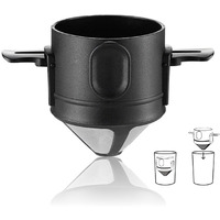 Filter Coffee Maker Double Mesh Pour Over Coffee Filter Food Grade Stainless Steel & Plastic Coffee Dripper 100% Paperless Maker Foldable To Fit Most Cup Keep Coffee Flavour Easy To Use And Clean