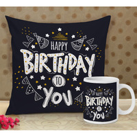 Tied Ribbons Birthday Gift For Brother Sister Friend Father Mother Husband Wife Girlfriend Boyfriend Printed Cushion Cover With Filler (12 X 12 Inch) And Coffee Mug Cup Combo