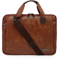 Vismiintrend Stylish Vegan Leather Office Laptop Sleeve Briefcase Handbag Shoulder Messenger Bag For Men And Women | Slim | Portable Bags |13/14/15.6 Inch Laptops | Diwali | Corporate | Gifts (Tan)