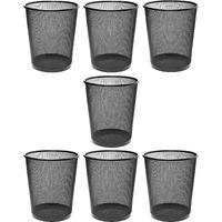 Goodwill Tech Open-Top Cylindrical Metal Mesh Recycling Dustbins- Waste Basket For Home/Office/Coffee Shop/Hotel Non-Toxic - Black (Set Of 7, Small (9L))