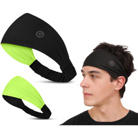 Athmonk Lycra Multipurpose Reversible Headband For Men Women, Colorful Stylish Sweatband Quick Dry Manage Long Hair Wide Snug Fit Elastic For Sports, Running, Gym, Cricket, Badminton, Green