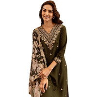 Indo Era Women's Viscose Rayon Embroidered Straight Kurta And Pant With Dupatta Set(Kh5Gn6148_Medium)